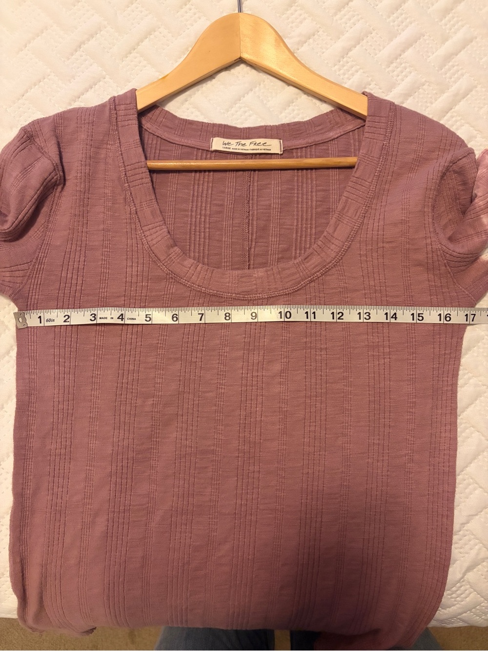 Free People | We The Free Tie Dye Ribbed Scoop Neck Thermal Long Sleeve - Mauve - Picture 5 of 6